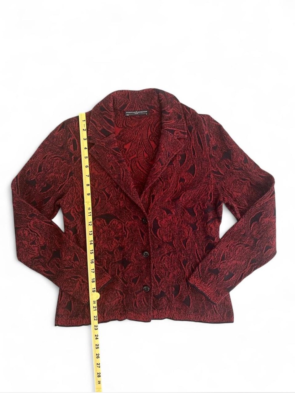 Peruvian Connection Red Patterned Button-Front Blazer - Picture 5 of 7